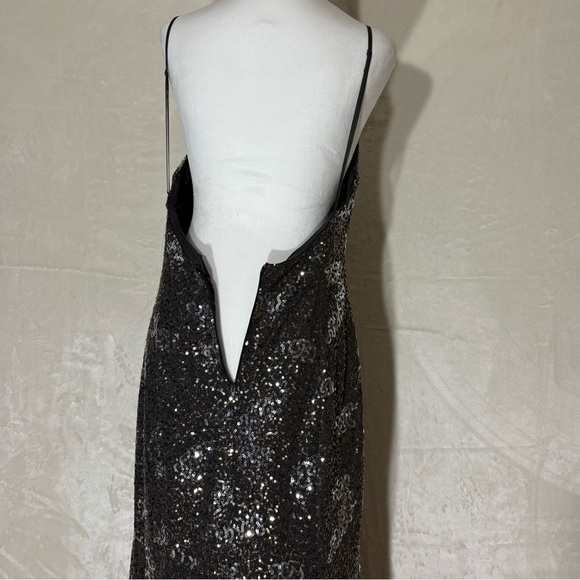 City Triangles Black Formal Evening Gown sz 13 Sequins Asymmetric Hem Backless - Picture 9 of 14